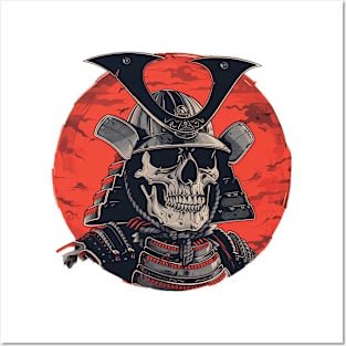 Echoes of Valor: Samurai Helmet and Skull Posters and Art